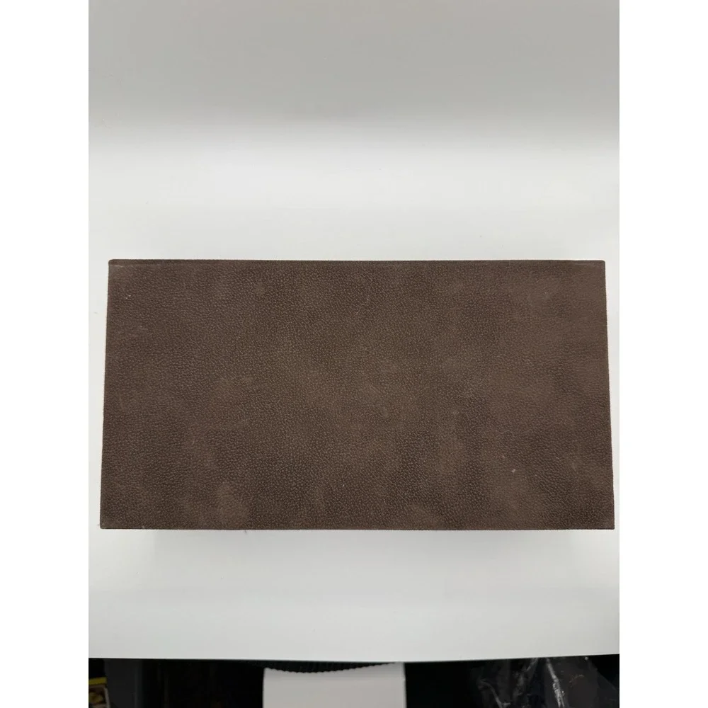 Decorative Magnetic Top Tissue Box Cover Brown Flocked Floral Lined